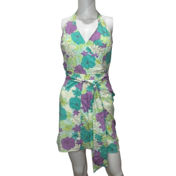 Vintage 1980s Floral Halterwrap Dress - Picture 1 of 8